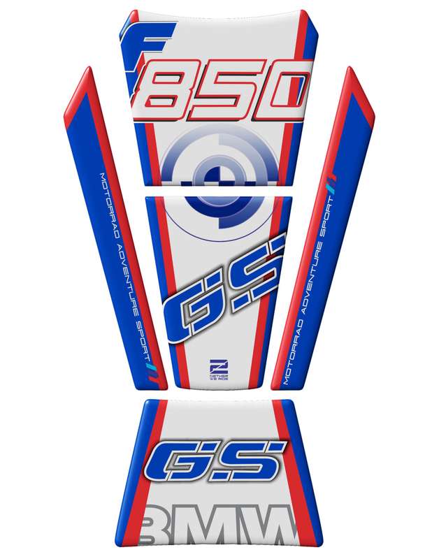 BMW F 850 GS Motor Bike Tank Pad. Red, White and Blue Motor Bike Tank Pad / Protector