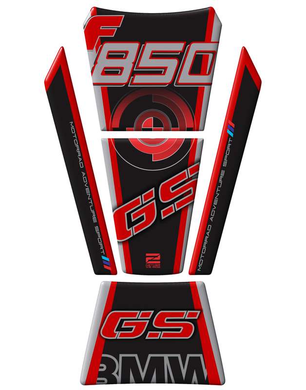 BMW F 850 GS Motor Bike Tank Pad. Red and Black Motor Bike Tank Pad / Protector.