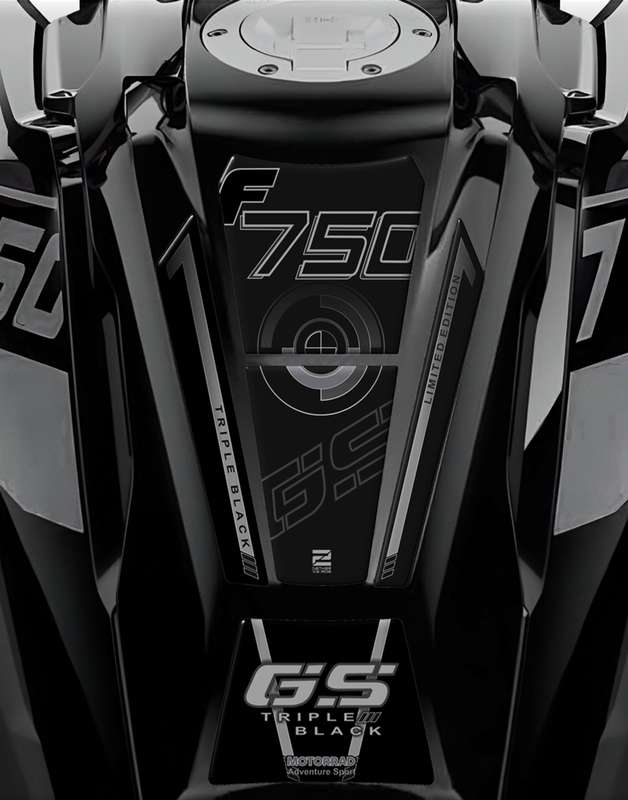BMW F 750 GS Triple Black Motor Bike Tank Pad / Protector. Limited Edition