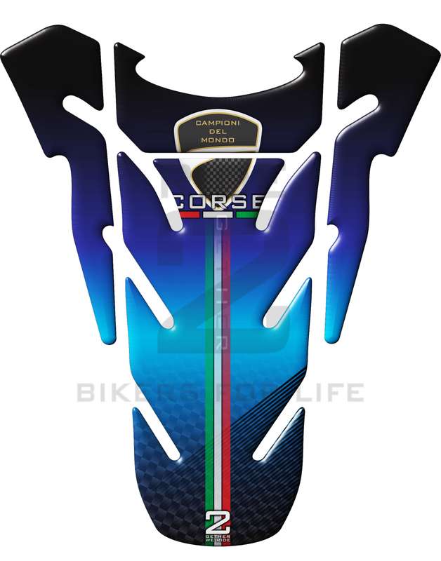 Ducati Coarse Blue, Black and Carbon Fibre  Motor Bike Tank Pad Protector. A Universal Fit Ducati...
