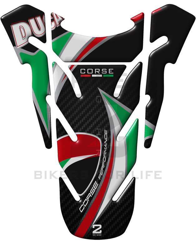 Ducati Coarse Multi Colour,  Black and Carbon Fibre  Motor Bike Tank Pad Protector. A Universal F...