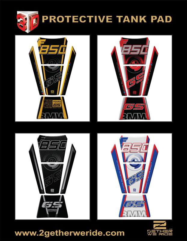 BMW F 850 GS Motor Bike Tank Pad. Red and Black Motor Bike Tank Pad / Protector.