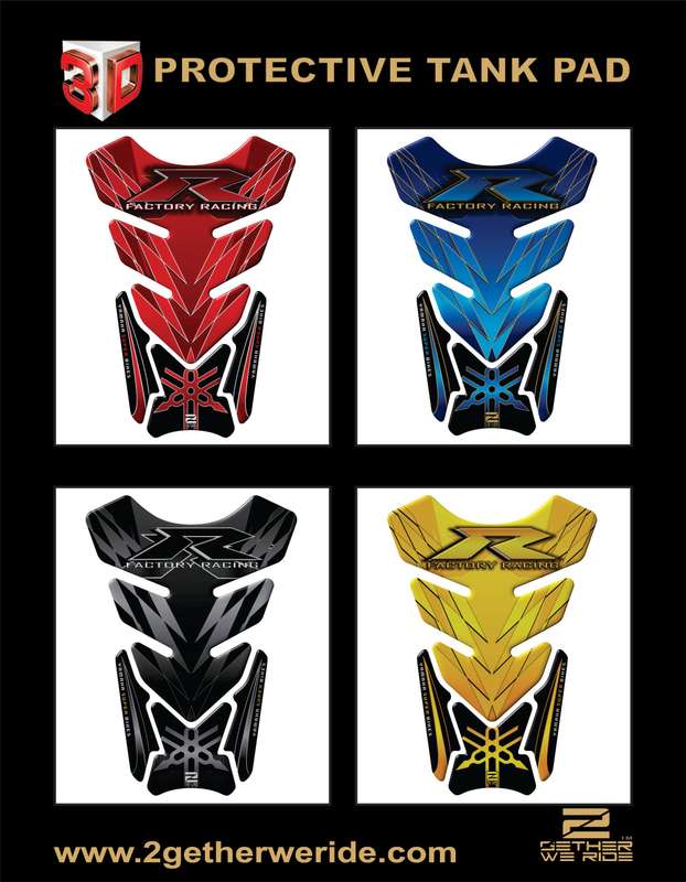 Yamaha Motor Bike Tank Pad. Red and Black Factory Racing R Series Motor Bike Tank Pad Protector.