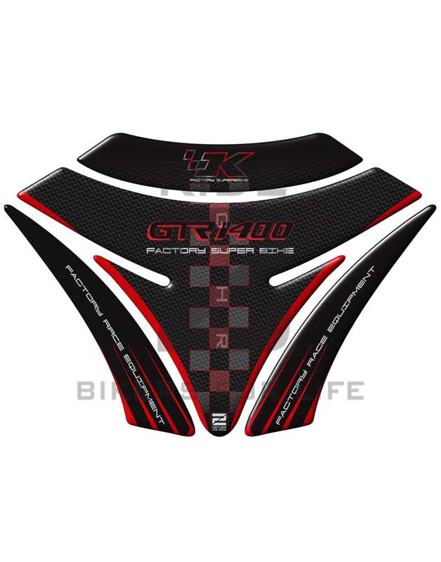 Kawasaki GTR 1400 Series Red  and Black Carbon Motor Bike  Tank Pad / Protector 2007 - 2019