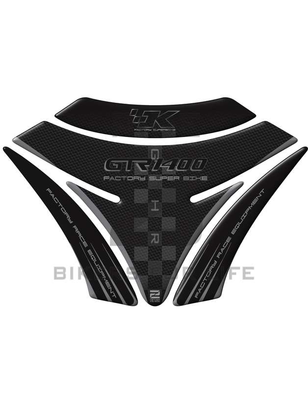 Kawasaki GTR 1400 Series Black and Black Carbon Motor Bike  Tank Pad / Protector 2007 - 2019