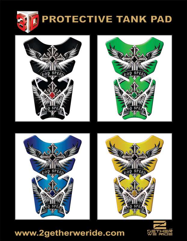 Motor Bike Tank Pad Protector. Religious Range. God Speed Black. Universal Fit. Christian Motor B...
