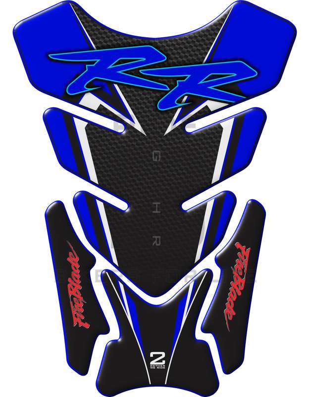 Motor Bike Tank Pad- Honda CBR Fireblade RR. Blue and Black and Carbon Fibre. Protective Tank Pad...