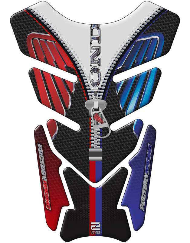 Honda Motor Bike Tank Pad. Red, Blue and White with Black Carbon Fibre universal fit Motorcycle T...