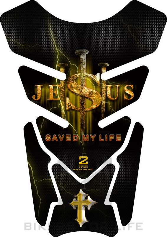 Religious Range. Jesus saved my life  Yellow  Universal Fit. Christian tank pad.