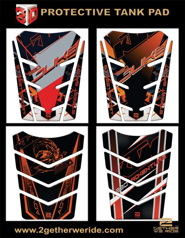 KTM 390 Duke Motor Bike Tank Pad. Orange White and Black Carbon Fibre 390 Duke Universal Fit Tank...