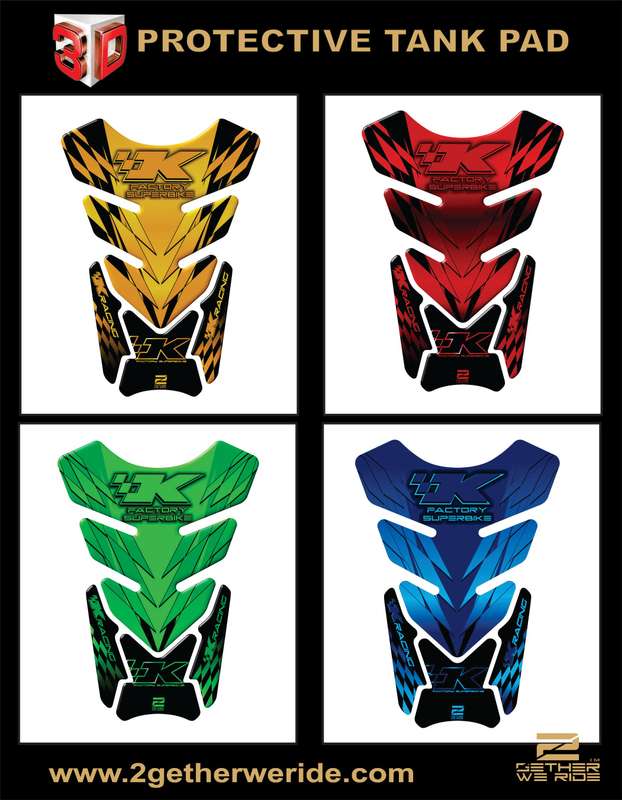 Kawasaki Factory Super Bike, Red and Black Motor Bike Tank Pad  Protector 2006 - 2022. K Racing