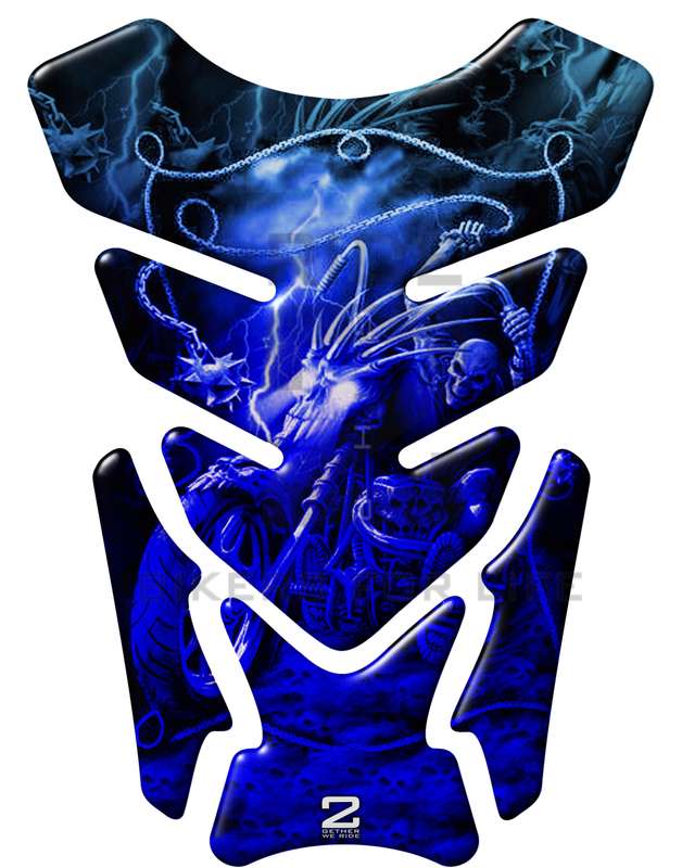 Universal Fit Blue Reaper Motor Bike Tank Pad Protector. A Street Pad which fits most motorcycles.