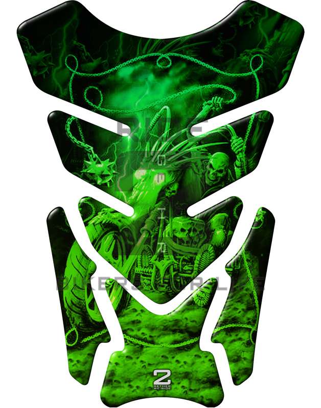 Universal Fit Green Reaper Motor Bike Tank Pad Protector. A Street Pad which fits most motorcycles.