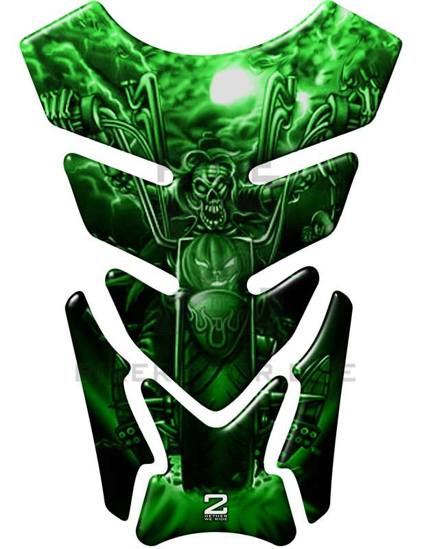 Universal Fit Green Midnight Reaper Motor Bike Tank Pad Protector. A Street Pad which fits most m...
