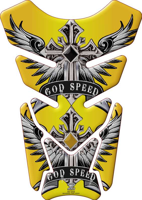 Motor Bike Tank Pad. Religious Range. God Speed Yellow Motor Bike Tank Pad. Universal Fit. Christ...