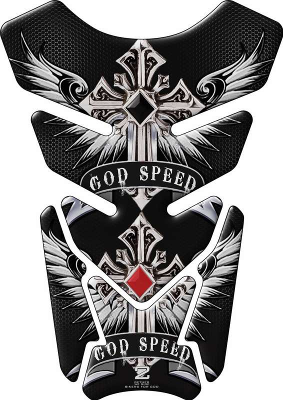 Motor Bike Tank Pad. Religious Range. God Speed Black Honey Comb. Universal Fit. Christian Motor ...