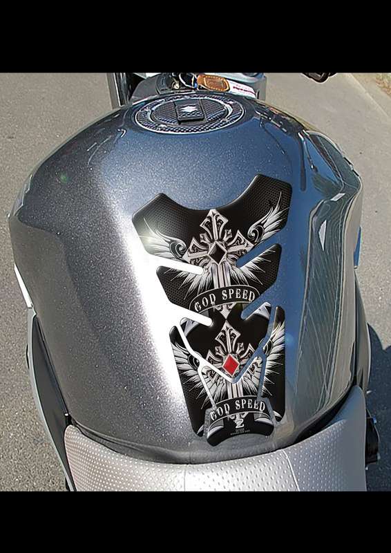 Motor Bike Tank Pad. Religious Range. God Speed Black Honey Comb. Universal Fit. Christian Motor ...