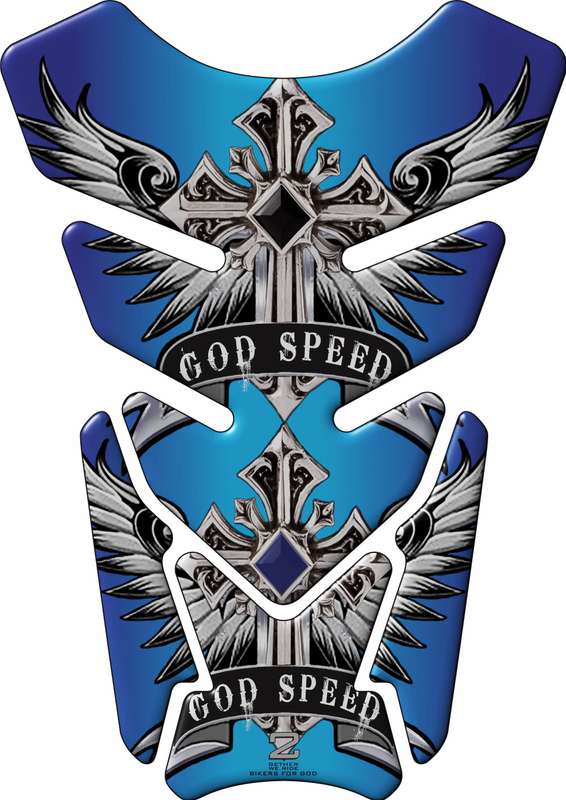 Motor Bike Tank Pad. Religious Range. God Speed Blue. Universal Fit. Christian Motor Bike Tank Pad.