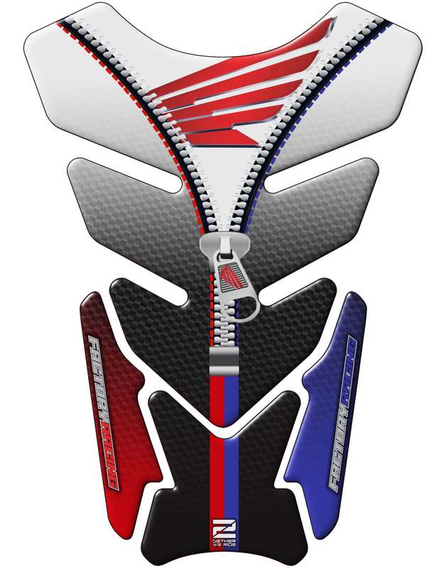 Honda Motor Bike Tank Pad. White with Black Carbon Fibre universal fit Motorcycle Tank Pad Protec...