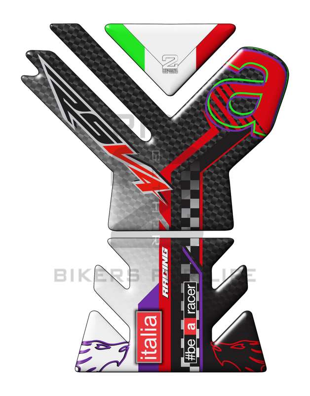 Aprilia RSV4 White, Red Purple and Black Carbon Fibre Tank Pad 2021 -2023. Sale