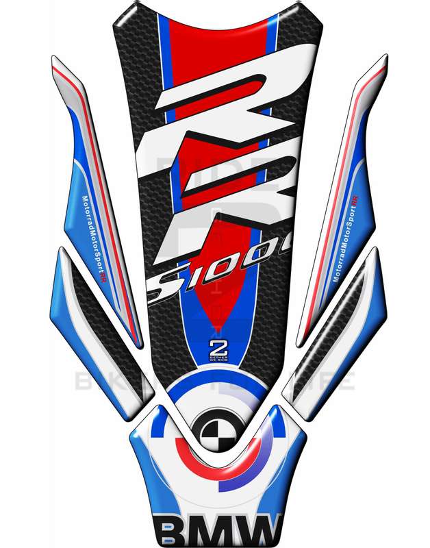 Motor Bike Tank Pad - BMW S 1000 RR Blue Multi, Carbon Fibre, Motor Bike Tank Pad  Protector.  20...