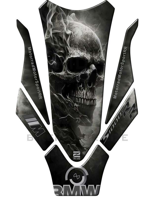 Motor Bike Tank Pad - BMW S 1000 RR Black Skull Motor Bike Tank Pad  Protector.  2019 -  2024