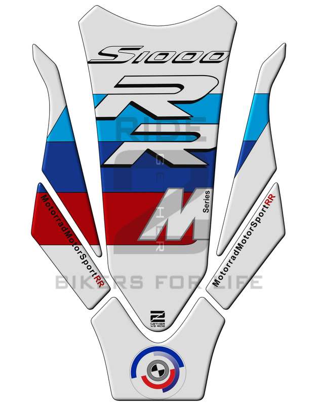 Motor Bike Tank Pad - BMW S 1000 RR White Motor Bike Tank Pad  Protector.  2023 -  2024