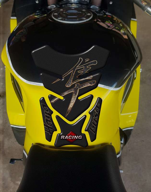 Suzuki Hayabusa Black, Carbon Fibre  and Gold Motor Bike Tank Pad Protector. 1999 - 2021. A unive...