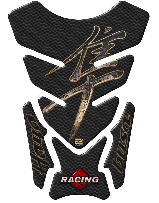 Suzuki Hayabusa Black, Carbon Fibre  and Gold Motor Bike Tank Pad Protector. 1999 - 2021. A unive...