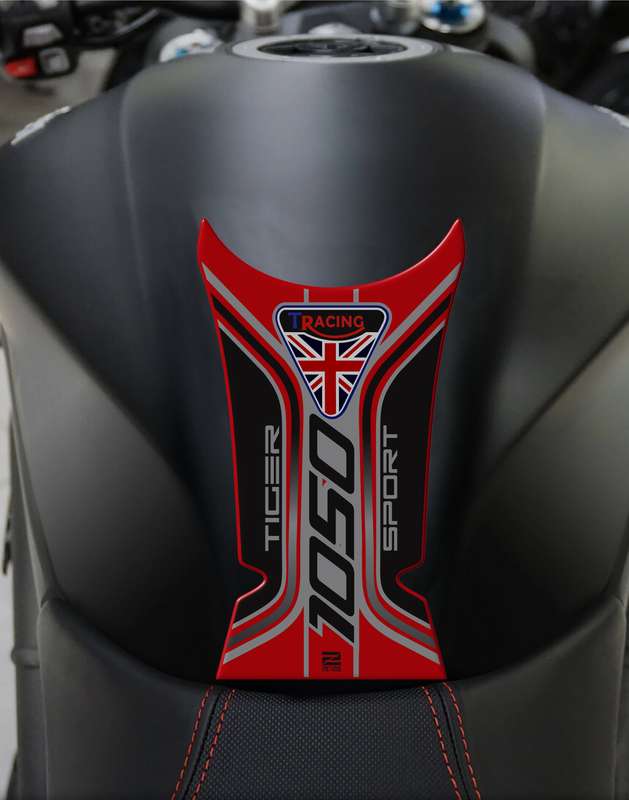 Triumph Tiger 1050 Motor Bike Tank Pad Protector.Universal Fit Red and Black Triumph Motor Bike T...