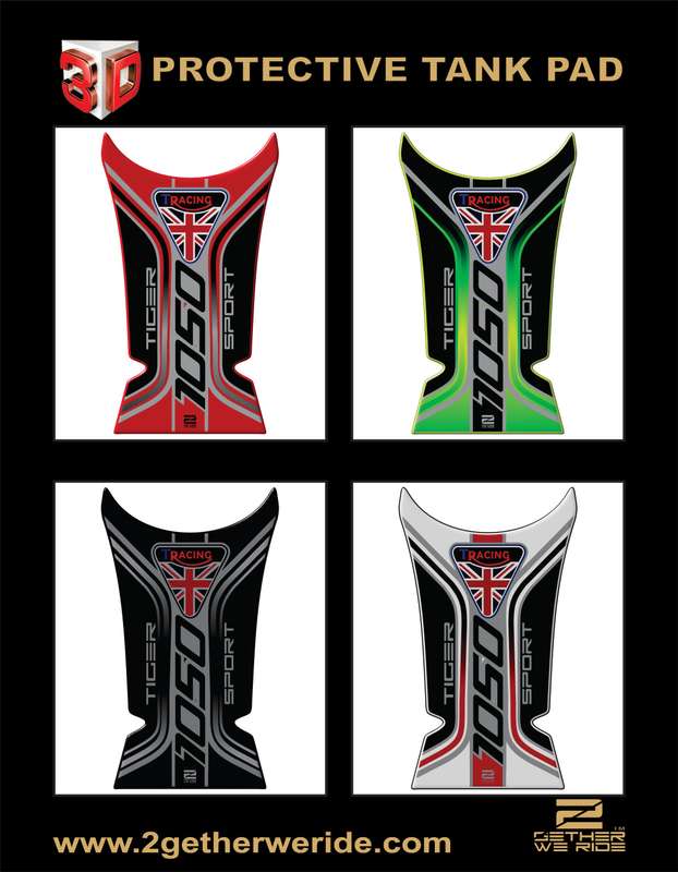 Triumph Tiger 1050 Motor Bike Tank Pad Protector.Universal Fit Red and Black Triumph Motor Bike T...
