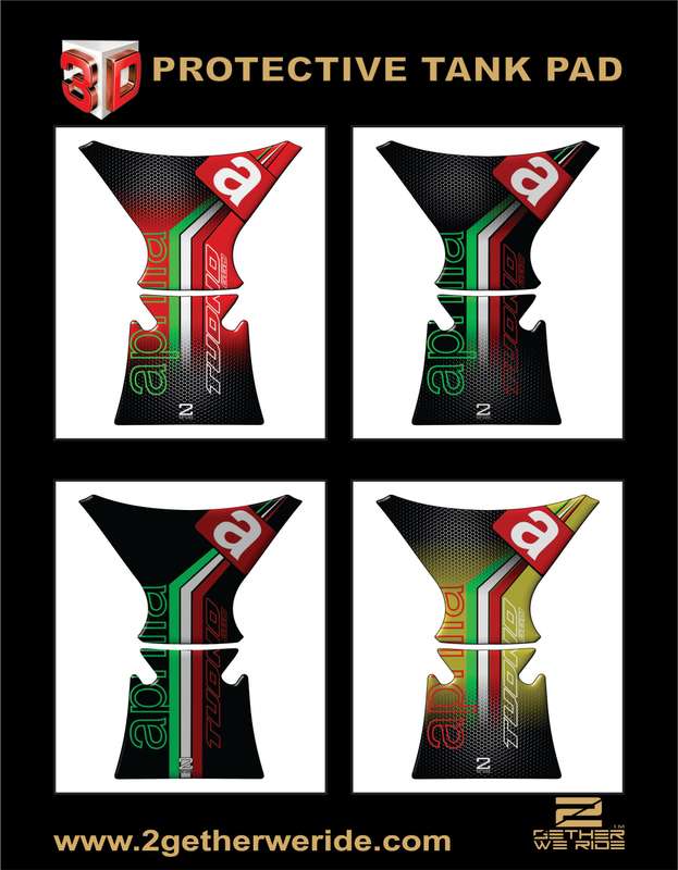Aprilia  Tuono RS 660 Black Motor Bike Tank Pad. Universal Fit  Gas / Fuel Bike Tank Pad / Protector