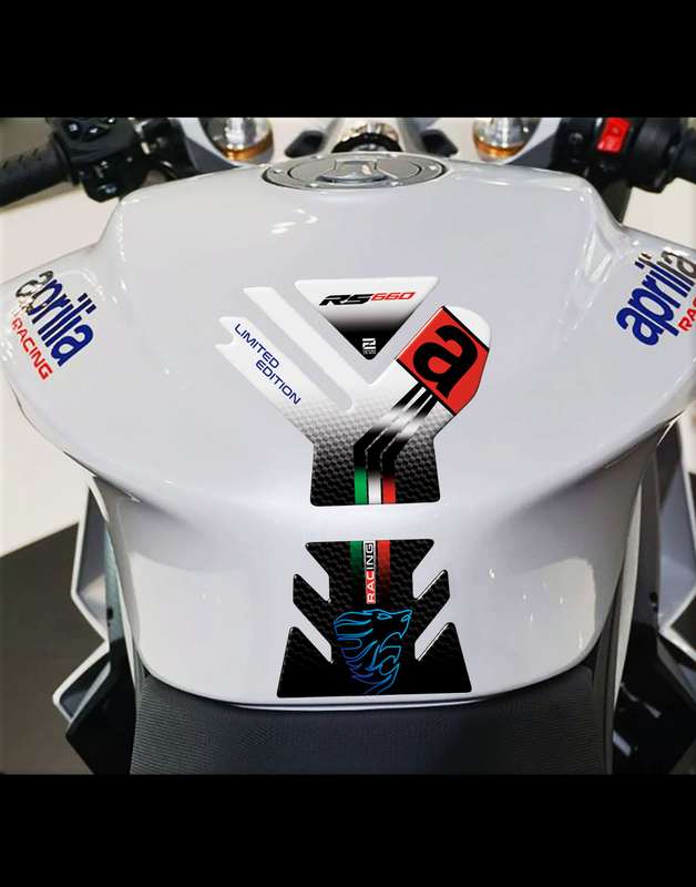 Aprilia  RS 660 Limited Edition Motor Bike Tank Pad . White, Blue and Black Carbon Fibre Universa...