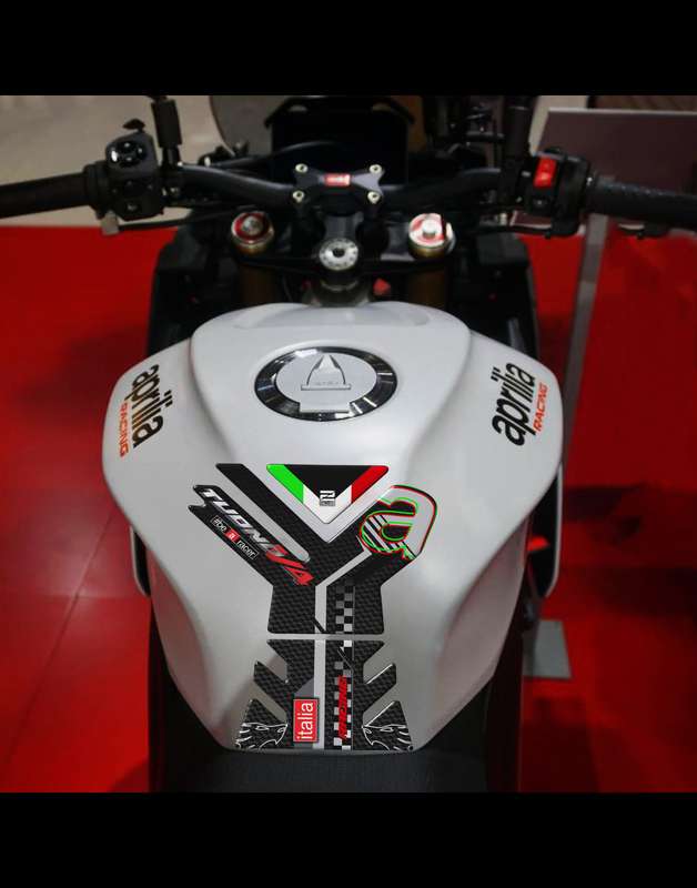 Aprilia Tuono V4 2023 Black Carbon Fibre Motor Bike Tank Pad.   # be a Racer Tank Pad Protector.