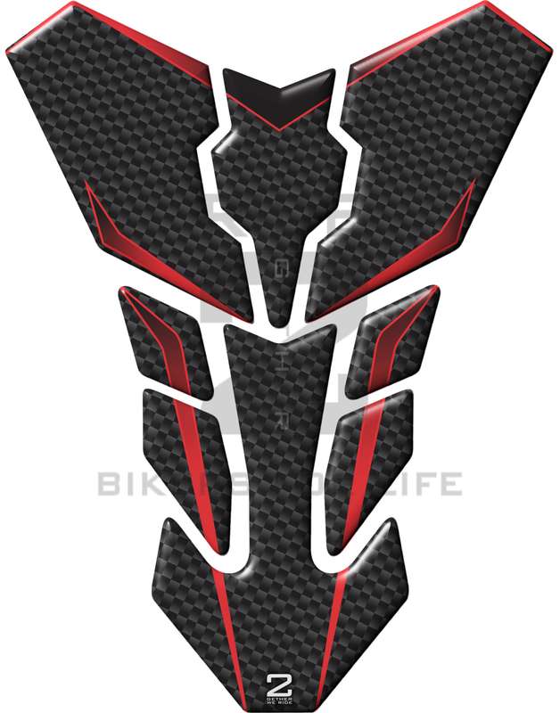 Universal Fit Black and Red Carbon Fibre Motor Bike Tank Pad Protector. A Street Pad which fits m...