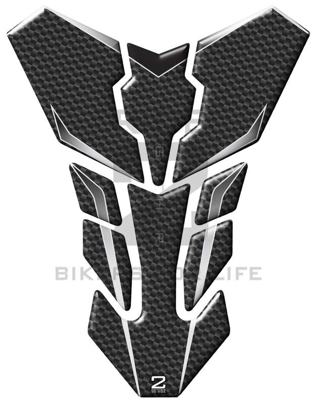 Universal Fit Black and Silver Carbon Fibre Motor Bike Tank Pad Protector. A Street Pad which fit...