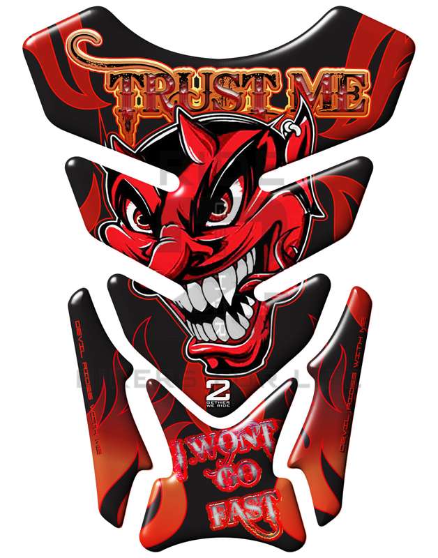 Universal Fit Trust Me Red Motor Bike Tank Pad Protector. A Street Pad which fits most motorcycles.