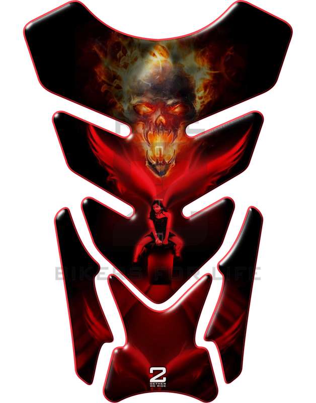 Universal Fit Red Angelic She Rider with Skull Motor Bike Tank Pad Protector. A Street Pad which ...