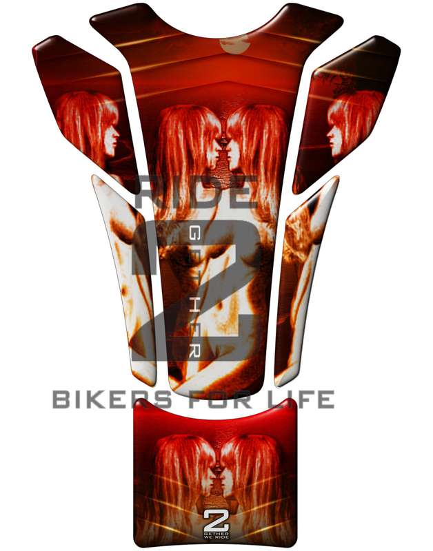 Universal Fit Red Kissing Twins Motor Bike Tank Pad Protector. A Street Pad which fits most motor...