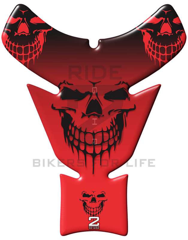 Universal Fit Black and Red Smiling Reaper Motor Bike Tank Pad Protector. A Street Pad which fits...