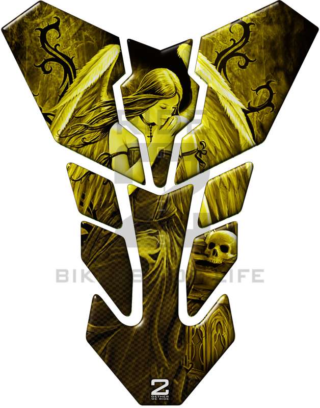 Universal Fit Yellow Angelic Motor Bike Tank Pad Protector. A Street Pad which fits most motorcyc...