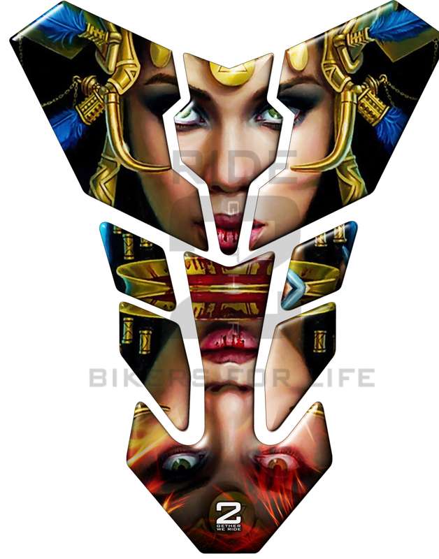 Universal Fit Blue Egyptian Blood Goddess Tank Pad Protector. A Street Pad which fits most motorc...