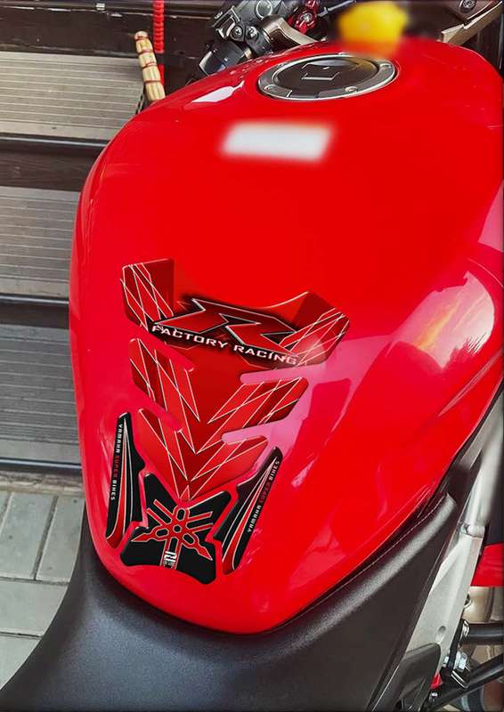 Yamaha Motor Bike Tank Pad. Red and Black Factory Racing R Series Motor Bike Tank Pad Protector.