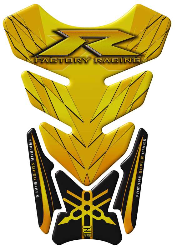 Yamaha Motor Bike Tank Pad. Yellow and Black Factory Racing R Series Motor Bike Tank Pad Protector.