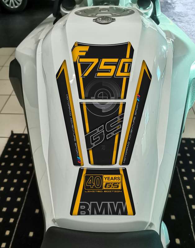 BMW F 750 GS Yellow and Black Motor Bike Tank Pad / Protector