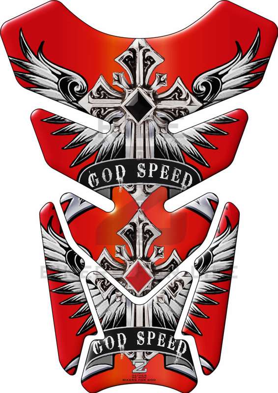 Motor Bike Tank Pad. Religious Range. God Speed Red. Universal Fit. Christian tank pad.