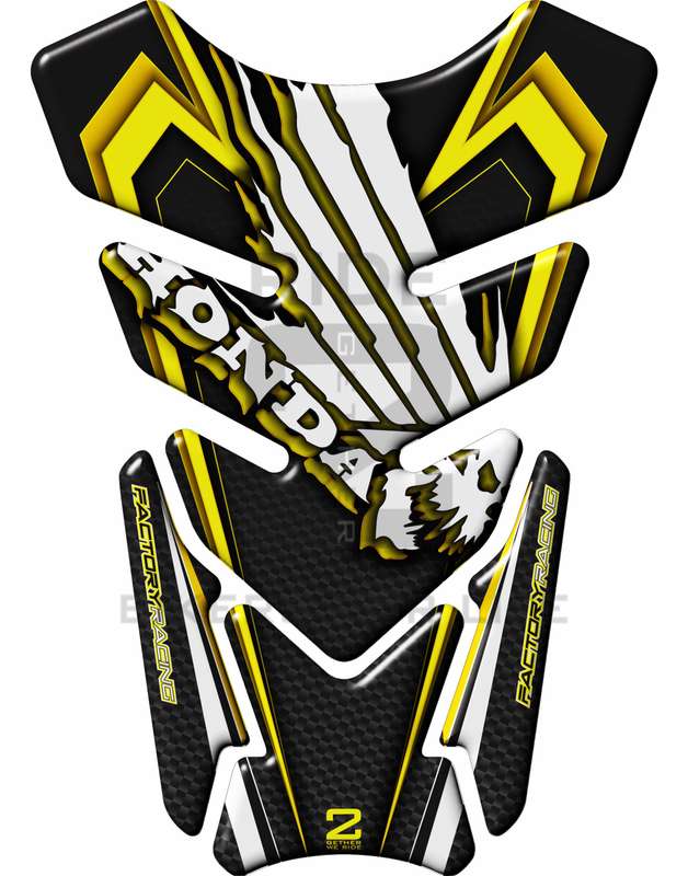 Motor Bike Tank Pad- Honda CBR, NC Series, CB Series, Twin Africa - Yellow , Black Carbon Fibre P...