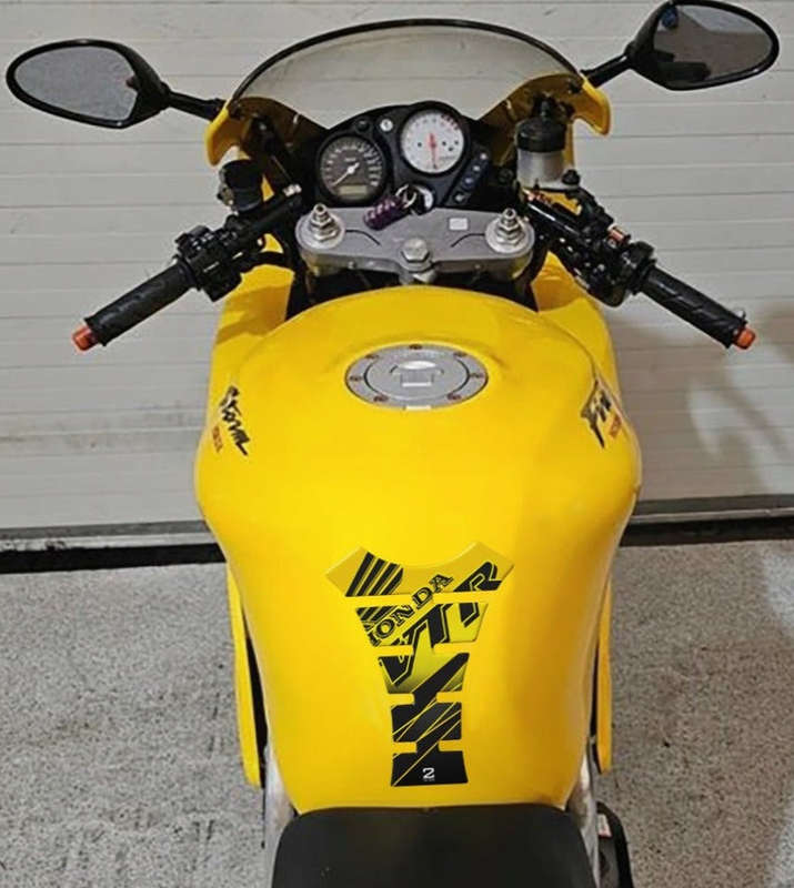 Honda VTR Series, Yellow and Black Protective Tank Pad. Universal Fit.