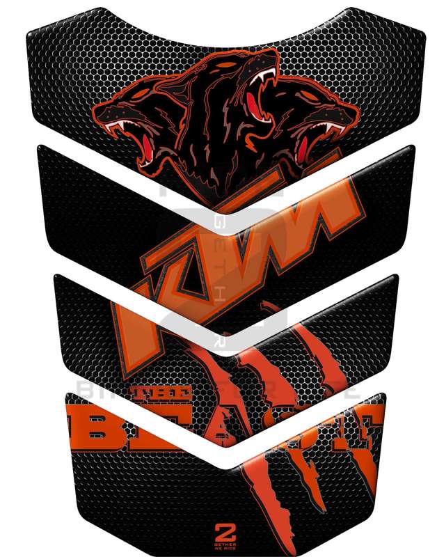 KTM - The Beast- Black Carbon Fibre Motor Bike Tank Pad. A universal tank pad which fit most KTM ...