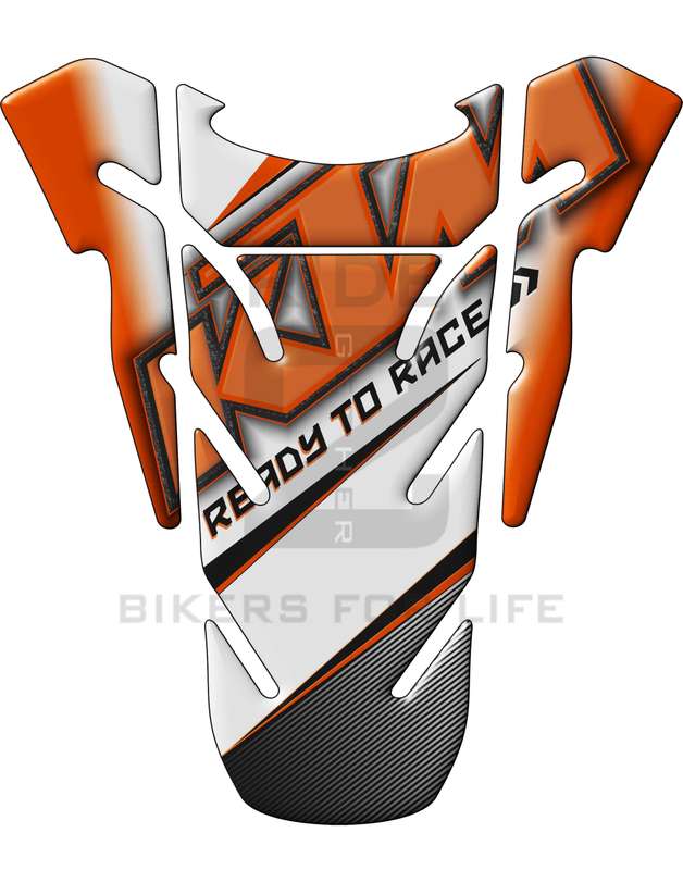 KTM White Tank Pad Protector.. A universal tank pad which fit most KTM Motor Cycles.
